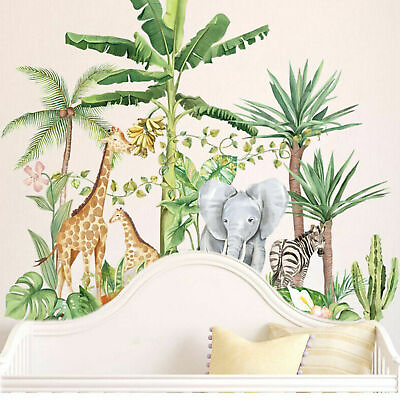 #ad 1PC Safari Animals Wall Decal Watercolour Jungle Stickers Vinyl for Children Kid $12.96
