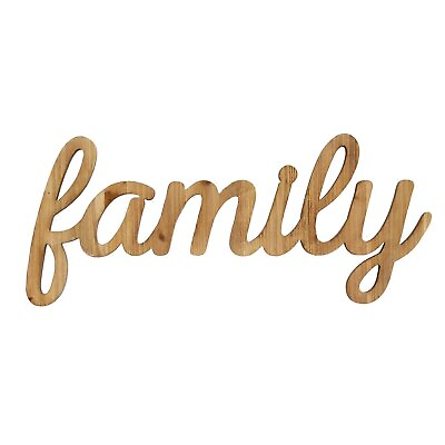 #ad Stratton Home Dcor Family Natural Wood Script Wall Art $30.35