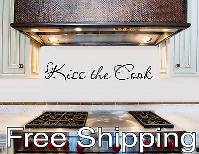 #ad Kiss the Cook wall vinyl sticker decal kitchen decor cook art italian FREE SHIP $13.95