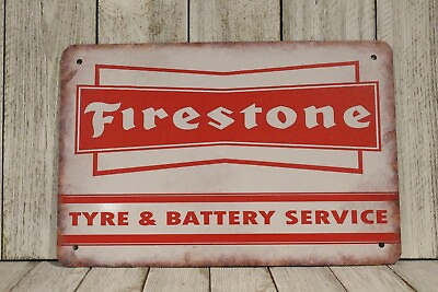 #ad Firestone Tyres Tires Tin Sign Metal Rustic Look Garage Mechanic Tire Shop XZ $11.97