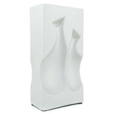 #ad Modern White Ceramic Vase w Impressed Fruit Design $49.99