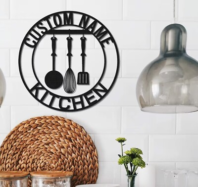 #ad #ad Personalized Kitchen Metal SignKitchen Wall Art DecorIndoor Kitchen Sign Name $36.24