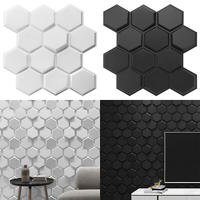 #ad Art3d Textured 3D PVC Wall Panels Hexagon Design Pack of 12 Tiles25.5 Sq Ft $69.99