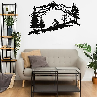 #ad Metal Wall Decor Metal Skier Wall Art Mountain Trees Wall Art Ski Lover Gift $149.90