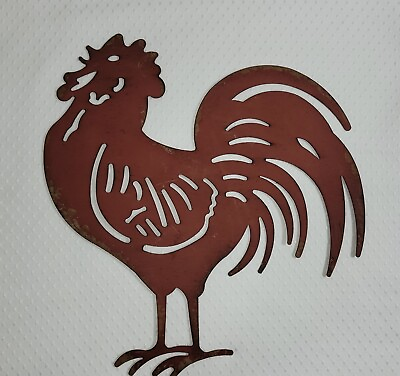 #ad Metal Rooster Distressed Red Farmhouse Wall Decor Hobby Lobby 12.5quot; x 12quot; $12.00