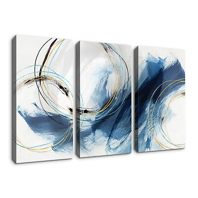 #ad #ad Blue Grey Abstract Canvas Wall Art 3 Pieces Ink Wall Decor for Home amp; Bedroom $179.99