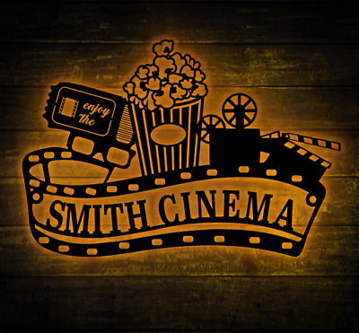 #ad Custom Home Cinema SignPersonalized Movie Theatre SignMovie Room Metal Sign $135.99
