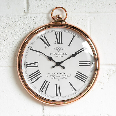 #ad #ad Rose Gold Copper 35cm Wall Living Room Clock Round Modern Quartz Kitchen Gift GBP 30.00