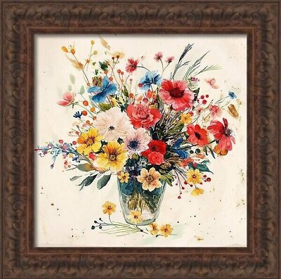 #ad #ad Home Decor Wall Art Painting With Frame Whimsical Bouquet Home Decor Ideas $118.00