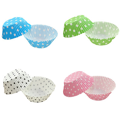 #ad 100 200 Colorful Cupcake Liners Muffin Case Cake Paper Baking Cups Polka Dots OB $10.99
