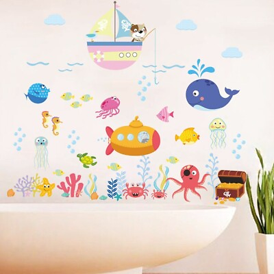 #ad #ad .Cartoon Ocean Fish Wall Stickers For Kids Rooms Bedroom Nursery Bathroom Decor. $7.15