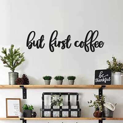 #ad #ad Coffee Bar Kitchen Wall Decor Wood Signs But First Coffee Words Decorations $24.36