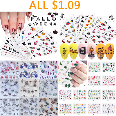 #ad #ad Nail Art Stickers 3D Nails Decals Nail Foil DIY Flower Slider Nail Decoration CA C $1.39