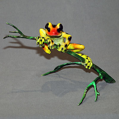 #ad Bronze Frog Figurine Statue Amphibian Art Sculpture Wildlife Frogs Nature Signed $790.00