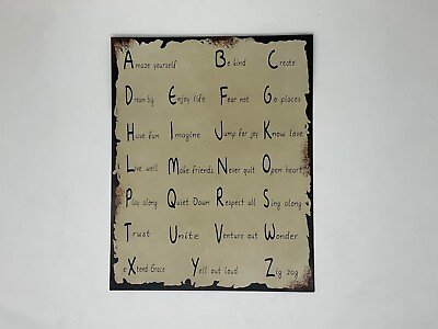 #ad Rustic metal wall decoration Alphabet Poster Amaze yourself Be kind 13” x 10.4” $12.99