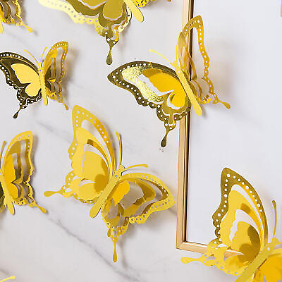 #ad 12Pcs 3D Butterfly Wall Stickers Butterfly Wall Decals Room Wall Decoration NEW $6.86