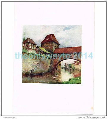 #ad OUTER WALL ABOVE THE PEGNITZ BOOK ILLUSTRATION PRINT NUREMBERG 1905 GBP 9.97