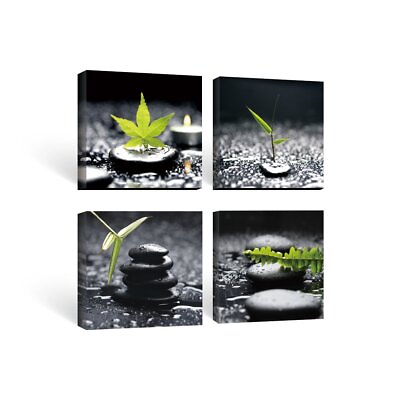 #ad #ad Framed Wall Art Bathroom Decor Black and White Canvas Paintings Green Picture... $53.91
