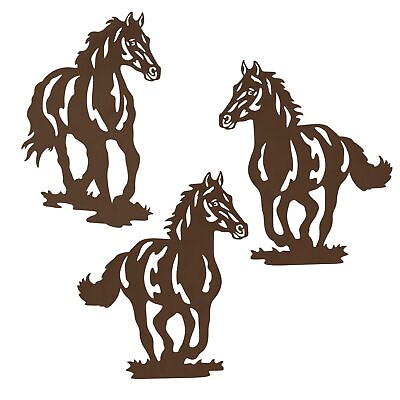 #ad Brown Metal Horse Wall Decoration Rustic Western Wall Decoration Horse Deco... $44.94