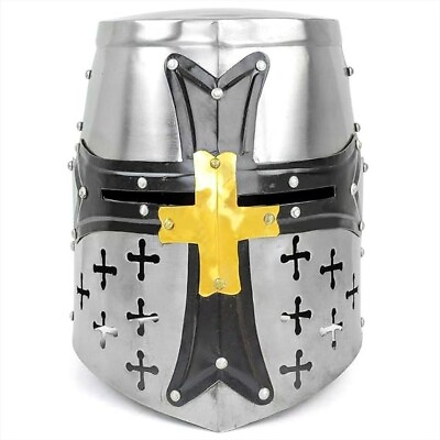 #ad #ad Brass Crusader Knight Helmet Most Fit Adult Size Rustic Vintage Home Decor Gift $84.55