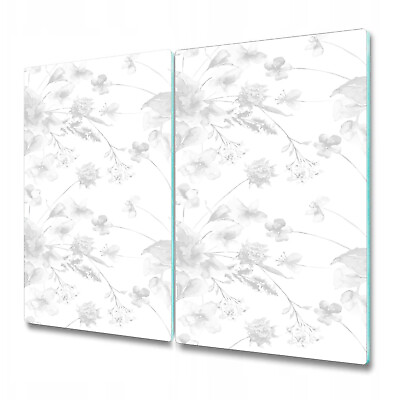 #ad Tempered Glass Bread Board Worktop Saver Kitchen Flowers white and grey 2x30x52 $44.95
