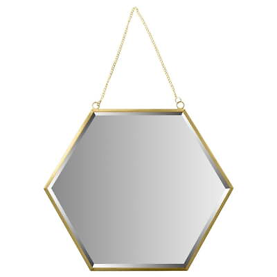 #ad Gold Beveled Hexagon Mirror for Wall Decor Modern Hanging Home DécorWall $17.52