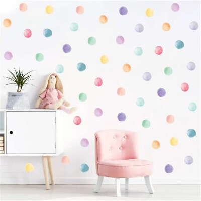 #ad Wall Stickers Vinyl Multi Color Polka Dots Kids Boys Girls Bedroom Circle Decals $25.64