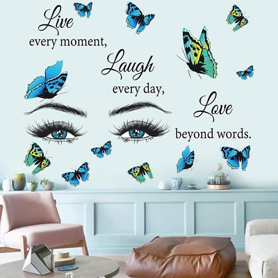 #ad Wall Decor Inspirational Butterfly Wall Stickers Motivational Quotes Live Laugh $13.18