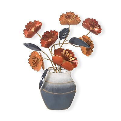 #ad Metal Flowers Vase Wall Art Decor Wall Hanging Sculpture Decoration for Home... $62.90