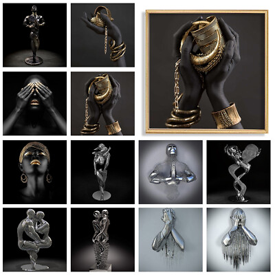 #ad 3D Metal Statue Man Art Prints Abstract Copper Modern Poster Wall Hanging Decor $6.09