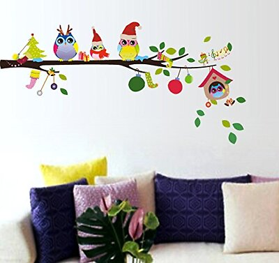 #ad Merry Christmas Winter Owls Wall Stickers Baby Room Bedroom Decals Vinyl Decor $12.99