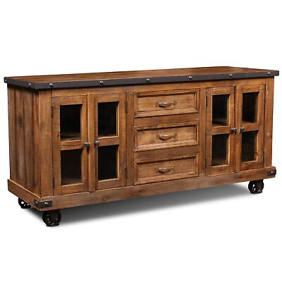 #ad Sunset Trading Rustic City Sideboard Wheels Distressed $1819.34