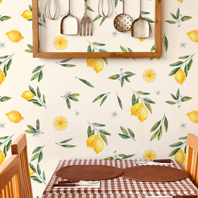 #ad 2 Sheets Fruit Wall Decor Flower Wallpaper Lemon Decal Child Sticker $7.97