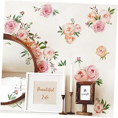 #ad Peony Flowers Wall Stickers Watercolor Floral Wall Decals Bedroom Living Room $26.99