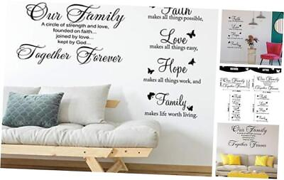 #ad #ad 2 Pieces Vinyl Wall Quotes Stickers Faith Hope Love Family Scripture Wall $17.64