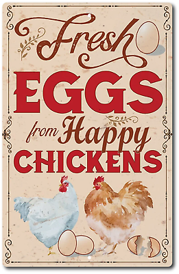 #ad Fresh Eggs Country Sign Farm Chicken Farmhouse Decor Metal EGGS Vintage Rustic $13.95
