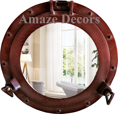 #ad Antique Aluminium Porthole 17quot; Window Nautical Ship Port Mirror Wall Decor $143.00