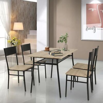#ad Classic Solid Wooden Dining Table and 4 Chairs Set Kitchen Table Chair Home $98.99