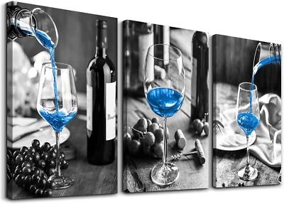 #ad Canvas Wall Art for Kitchen Wall Decor for Dining Room Black and White Wine $48.99