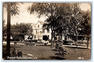 #ad 1912 Sunset Hall Topiary View Huntington Lawrence UT RPPC Photo Posted Postcard $39.97