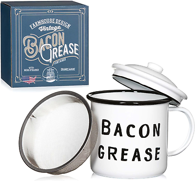 #ad Golden Hills Mercantile Bacon Grease Container with strainer rustic modern on $24.95