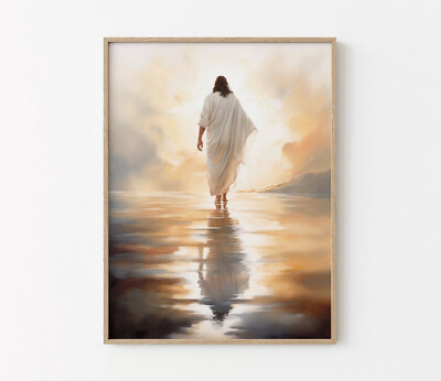 #ad Peace Be Still Water Jesus Walking On Water Canvas Wall Art Home Decor Gift $16.95