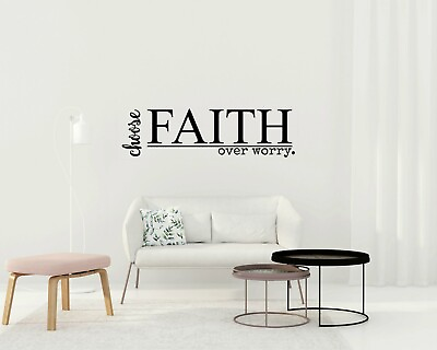 #ad CHOOSE FAITH OVER WORRY Vinyl Wall Art Decal Words Lettering Quote Home Decor $12.35