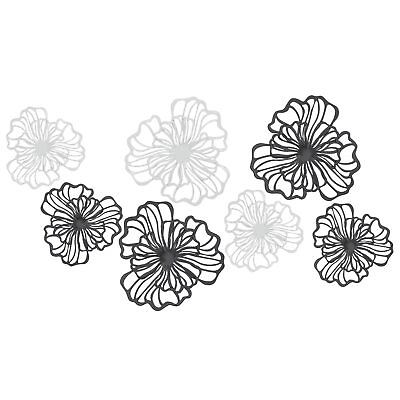 #ad 7 Piece Metal Wall Decor for Living Room Boho Double Layered Iron Flower Wal... $36.34