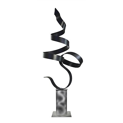 Large Abstract Metal Sculpture Black Silver Indoor Outdoor Decor By Jon Allen $349.00