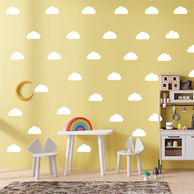 #ad 110 Pcs Clouds Wall Stickers Decals Removable Peel and Stick Wallpaper for Baby $15.66