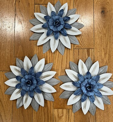 #ad Metal Wall Flower Decor Lot Of 3 $25.60