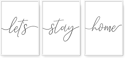 #ad Lets Stay Home Wall Art Decor Living Room Canvas Wall Art Minimalist Quotes Wall $50.44