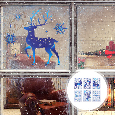#ad 6 Pcs Christmas Wall Decal Static Window Sticker Stickers Decals $11.18