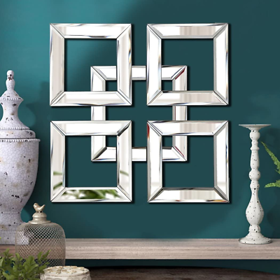 #ad Square Mirrored Wall Decor Decorative Mirror 12X12 Inches Modern Fashion DIY Sil $37.50